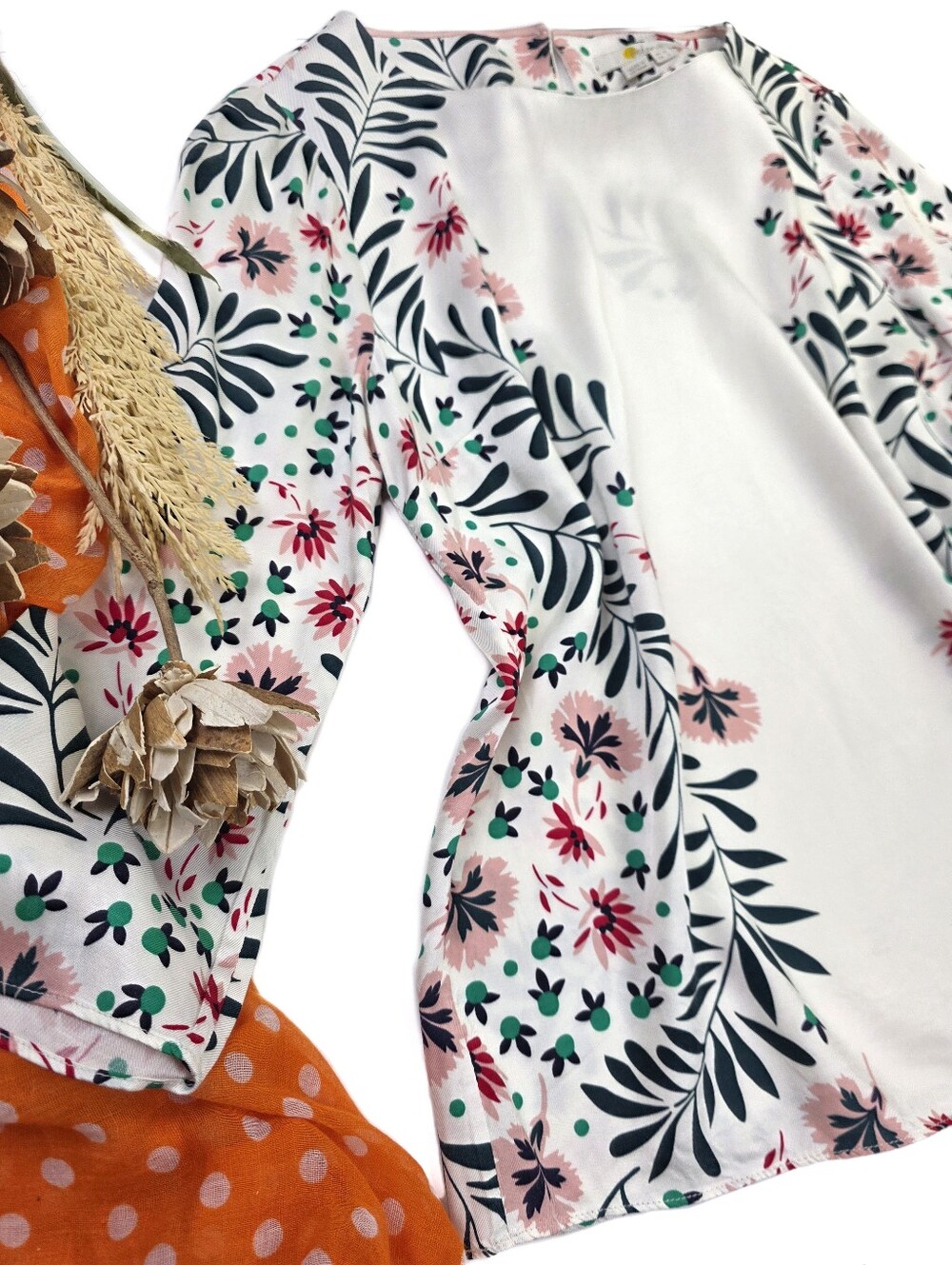 Boden White Floral Blouse Sz 6